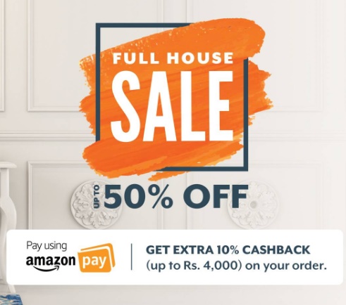 India Desire : Urban Ladder Full House Sale Offers : Get Upto 50% Off + Extra 10% Cashback Upto Rs 4000 Via Amazon Pay